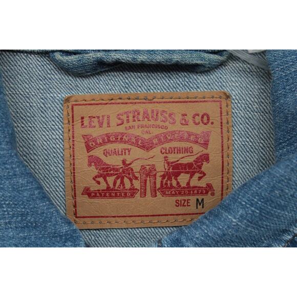Levi’s Jean Jacket Womens Medium Blue Denim Trucker Levi Strauss - Picture 4 of 7